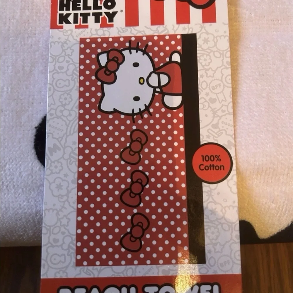 Hello Kitty Red and White Polka Dot Kids Towel